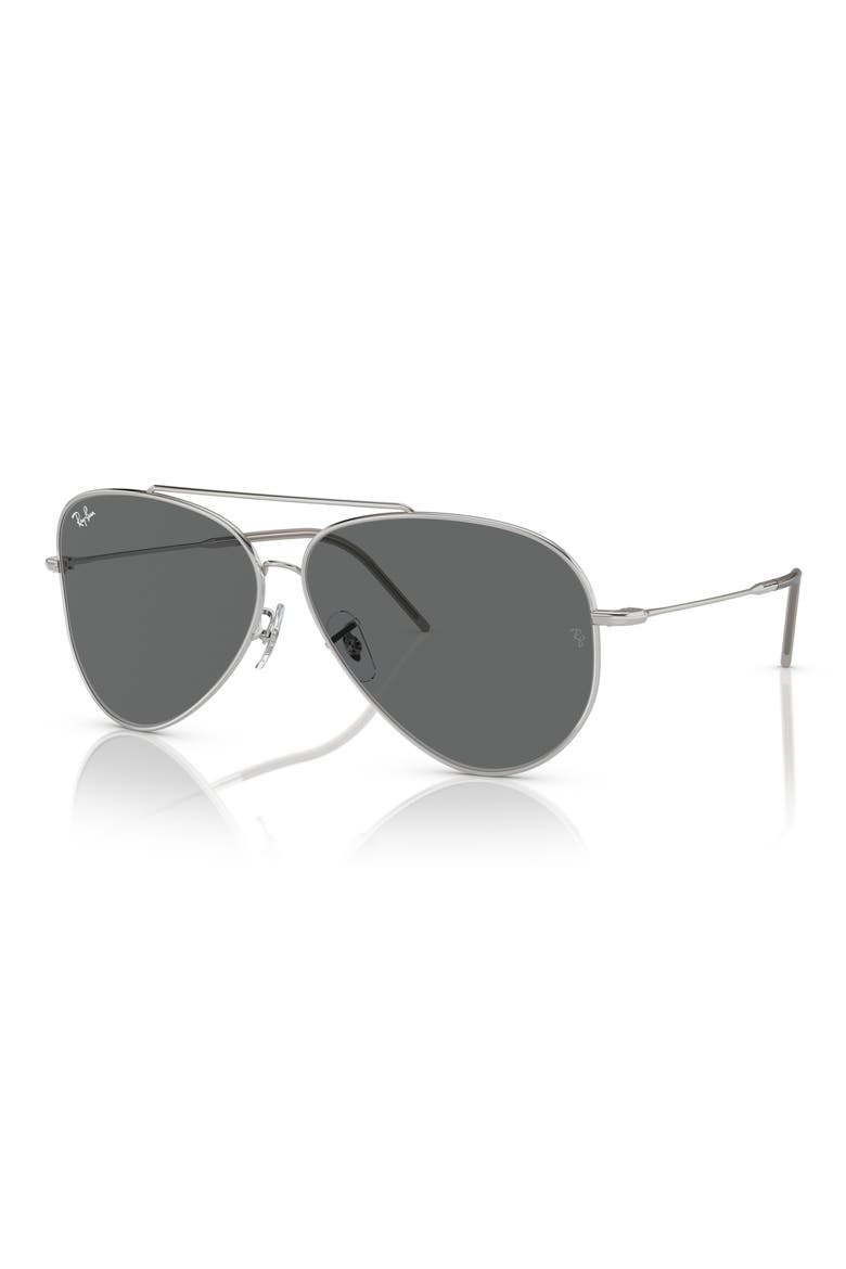 Aviator Reverse 59mm Pilot Sunglasses, Main, color, SILVER