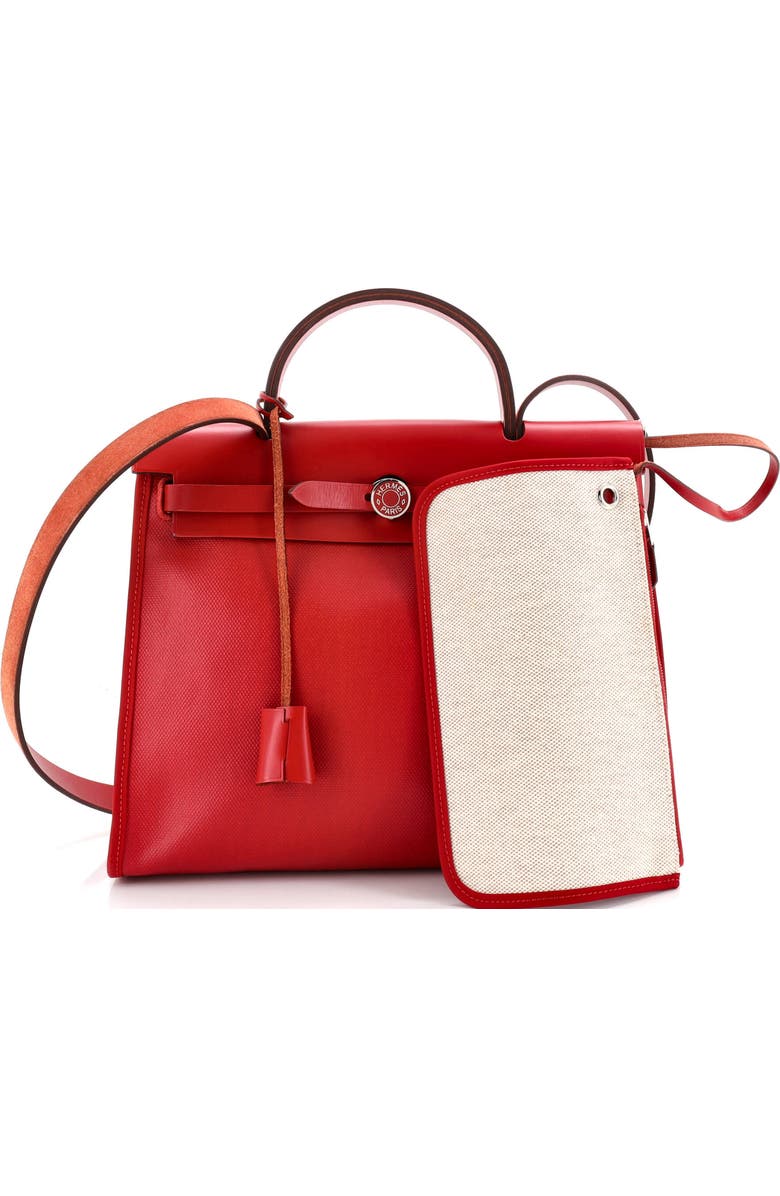 Pre-Owned Hermes Herbag Zip Berline Vache Canvas and Leather 31, Alternate, color, Rouge Piment