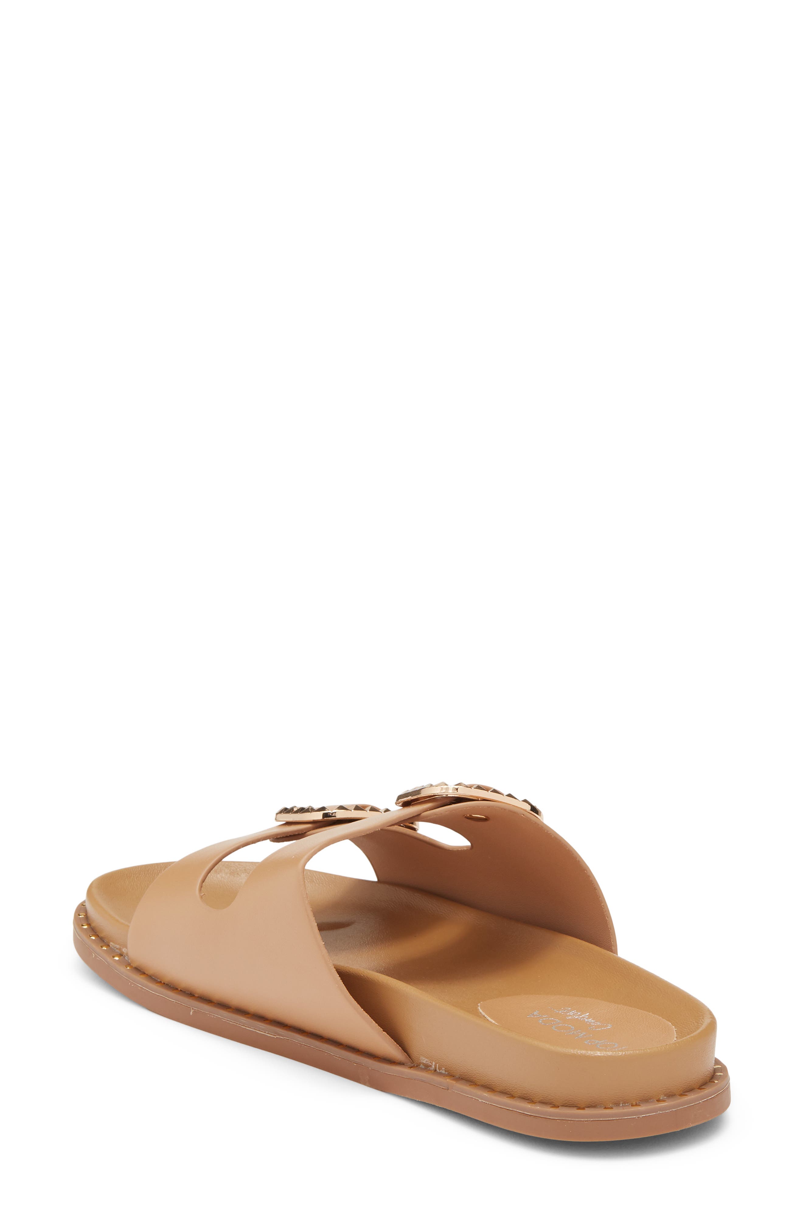 TOP MODA Sailor Double Strap Slide Sandal, Alternate, color, Camel