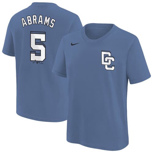 Nike Youth  Cj Abrams Blue Washington Nationals Fuse City Connect Name & Number T-shirt In Blue
