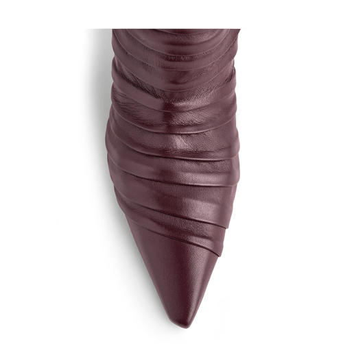 Neil J. Rodgers Plisse Knee Boot In Burgundy Nappa