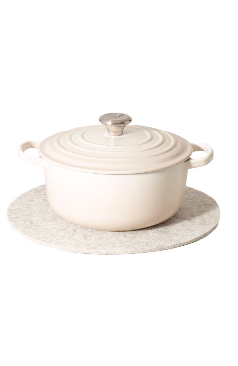 Graf Lantz Merino Wool 12" Round Trivet, Main, color, Heather White