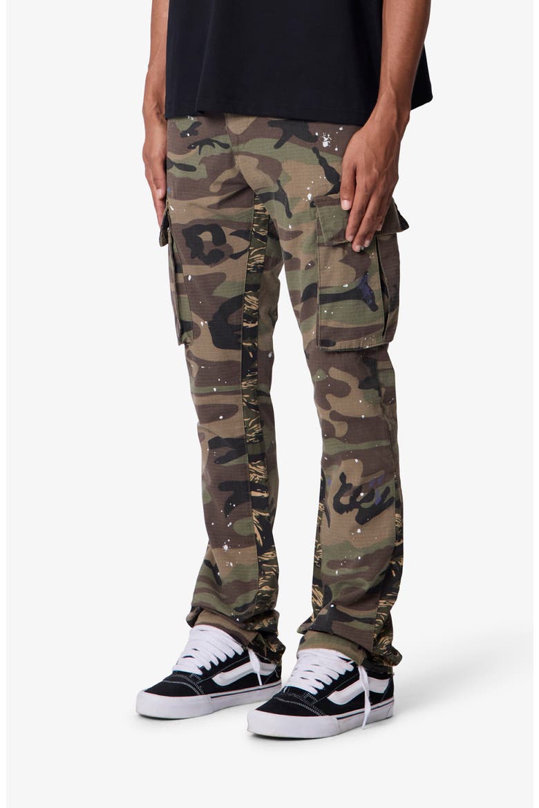 Paint Splatter Camo Print Cotton Cargo Pants, Alternate, color, CAMO