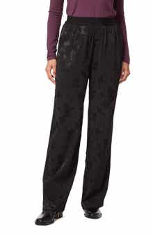Floral Jacquard Elastic Waist Pants