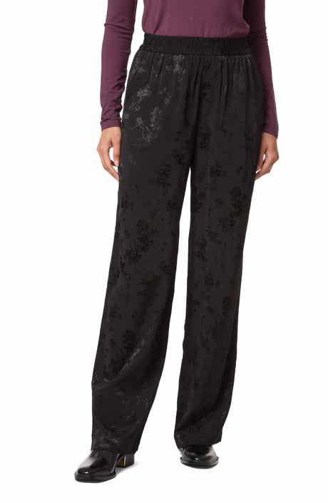 Floral Jacquard Elastic Waist Pants