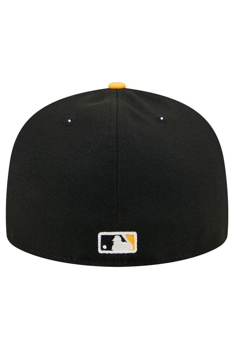 Men's New Era Black Pittsburgh Pirates Shadow Stitch 59FIFTY Fitted Hat, Alternate, color, Black