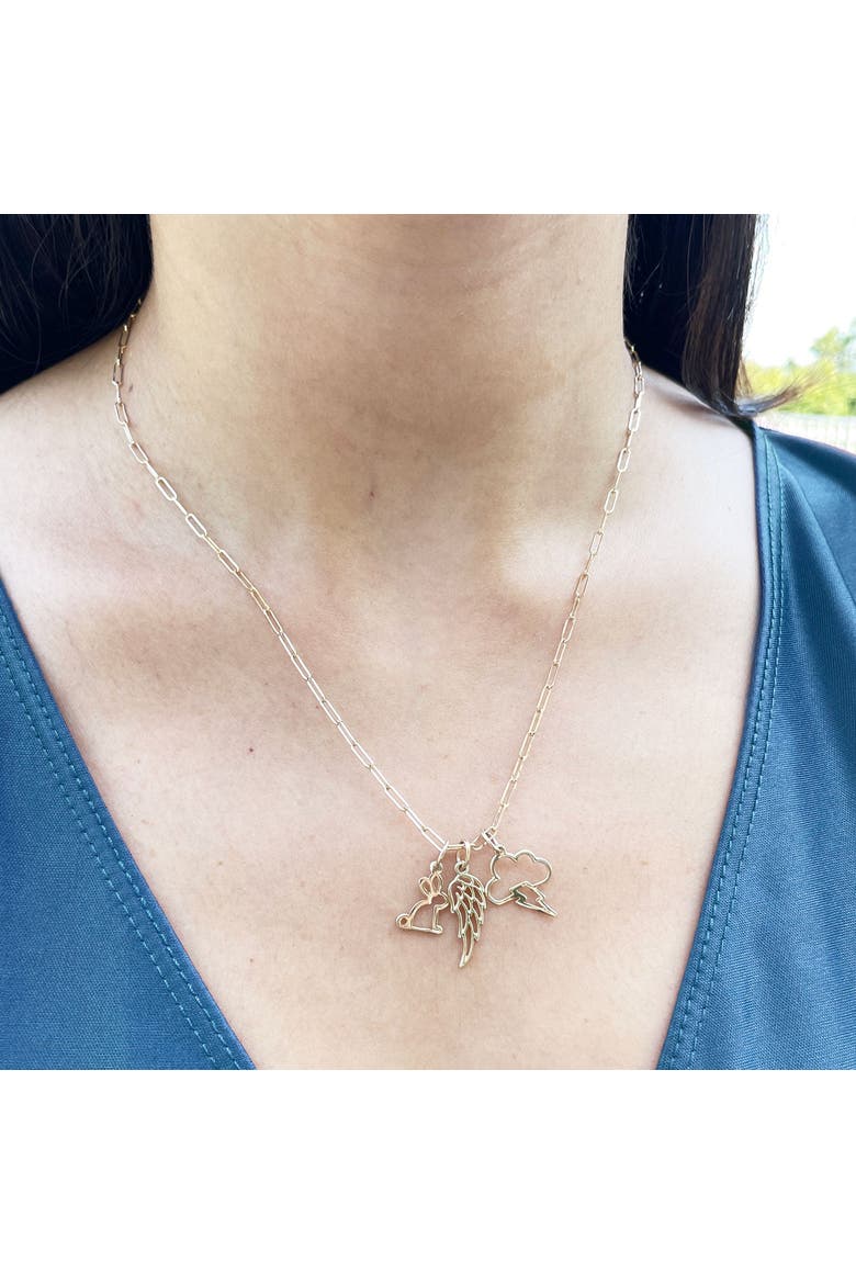 Mini Gold Angel Wing Charm, Alternate, color, Yellow Gold