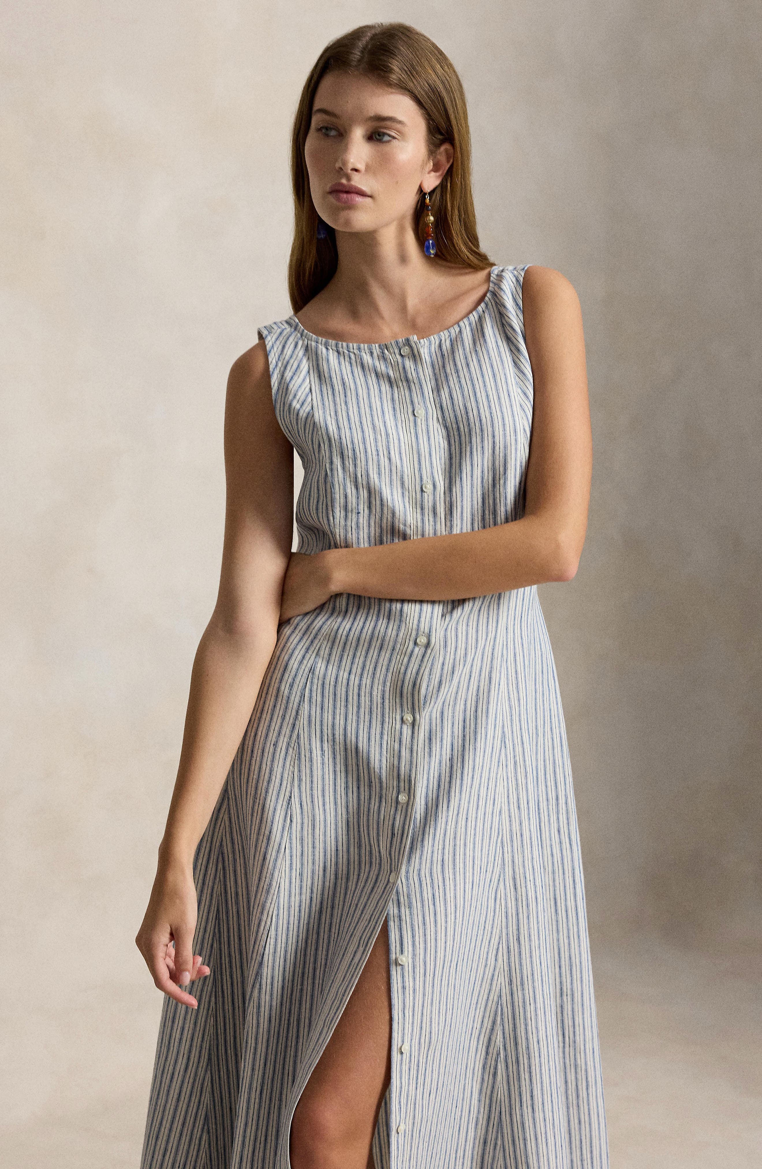 ralph lauren striped linen dress Striped Linen Shirtdress