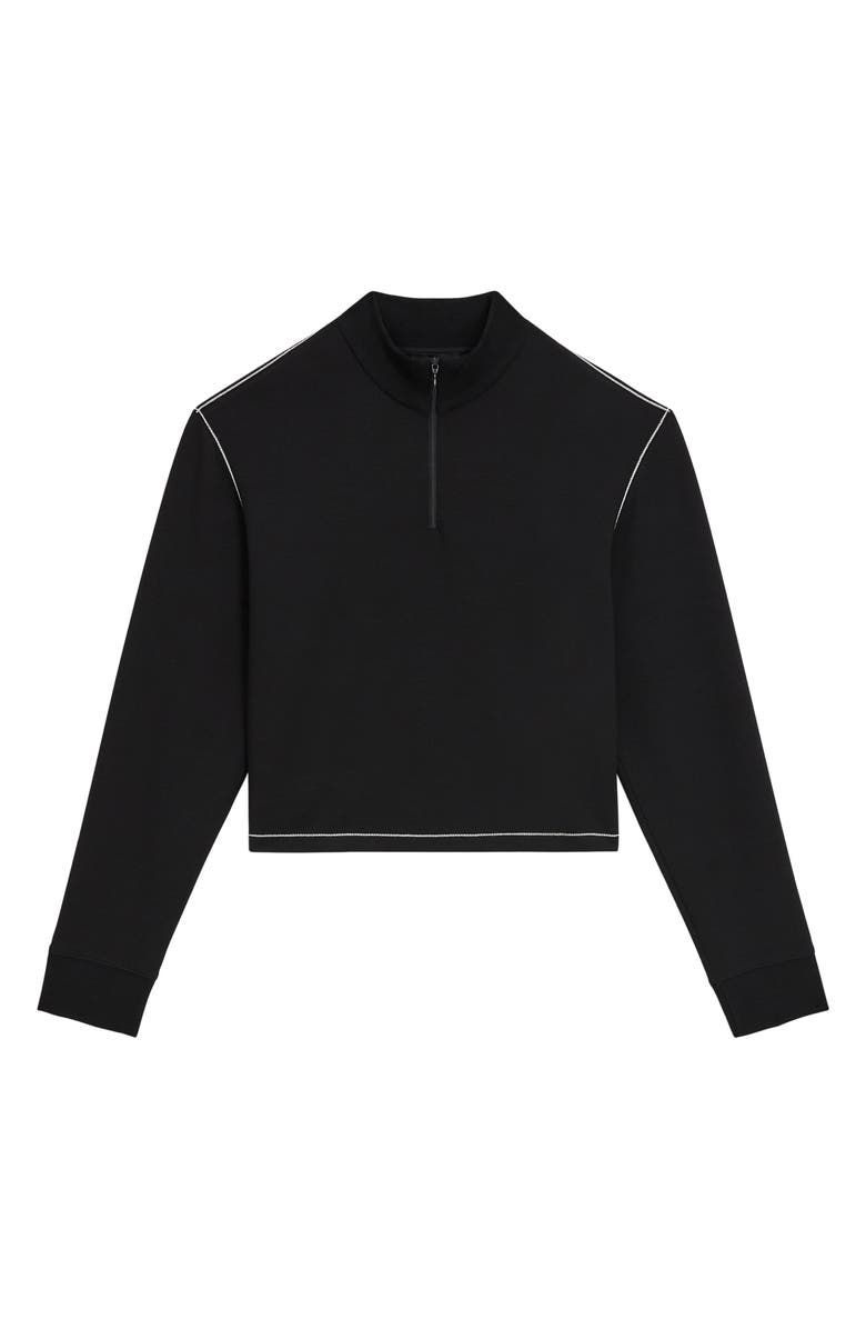 Theory Half Zip Crop Sweatshirt, Alternate, color, Black