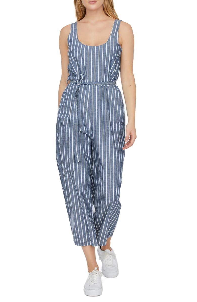 VERO MODA Dotti Stripe Chambray Crop Jumpsuit, Main, color, 