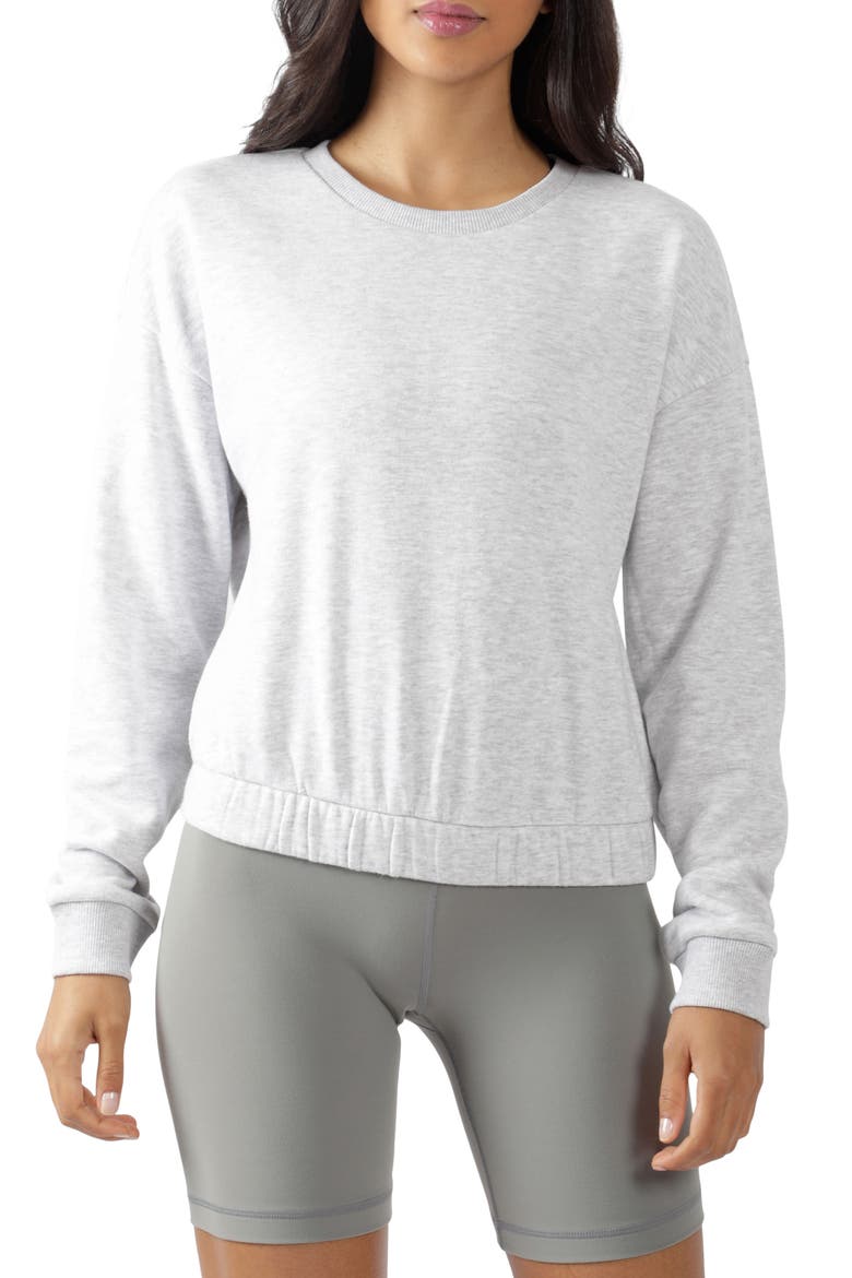 Crewneck Cropped Sweatshirt, Main, color, HTR.GREY