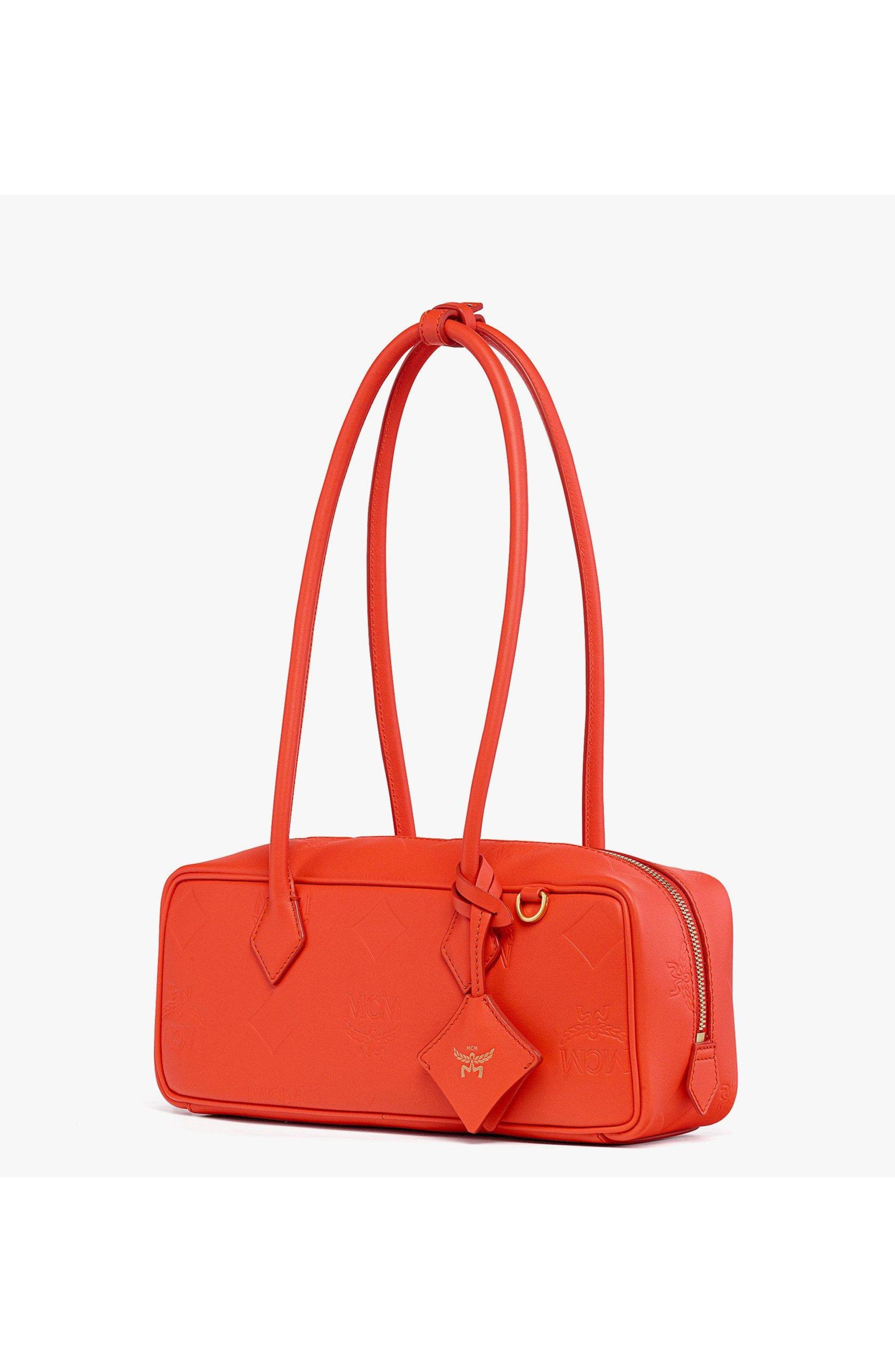 MCM Aren Shoulder Bag in Maxi Monogram Leather, Alternate, color, Orange