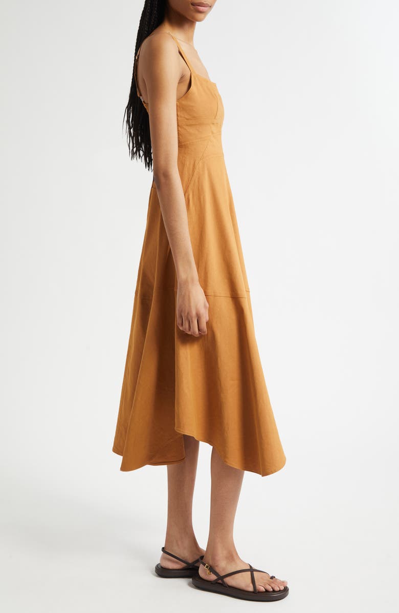 A.L.C. Harlow Fit & Flare Linen Blend Midi Dress, Alternate, color, Light Brown