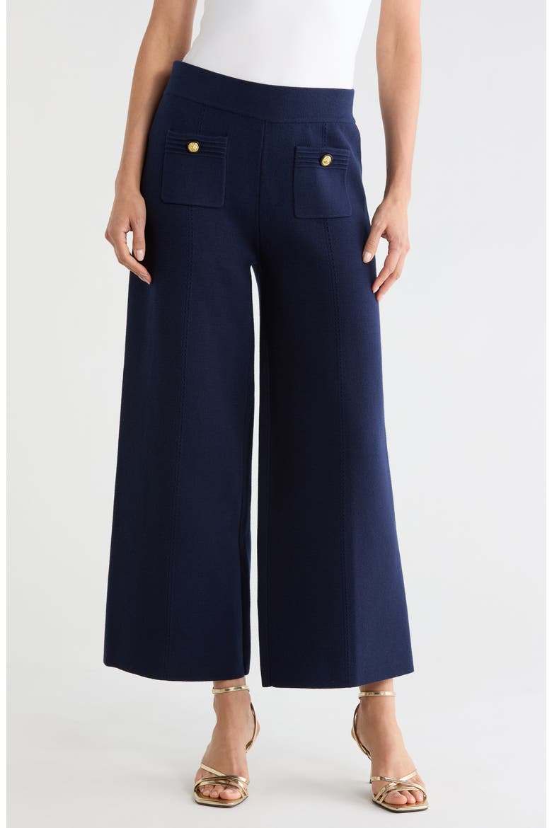 Madrid Wide Leg Knit Pants, Main, color, MIDNIGHT/ GOLD