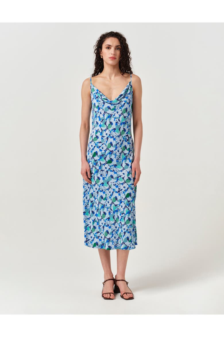 Stacy Cowl Neck Crepe Midi Dress, Main, color, Blue Tulip