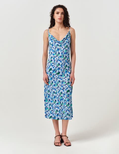 Stacy Cowl Neck Crepe Midi Dress