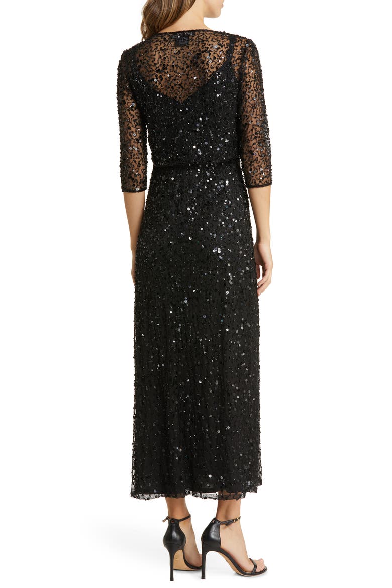 Beaded Cocktail Dress with Bolero, Alternate, color, BLACK