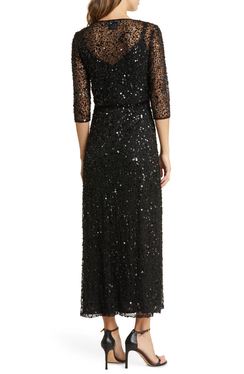 Pisarro Nights Beaded Cocktail Dress with Bolero, Alternate, color, Black