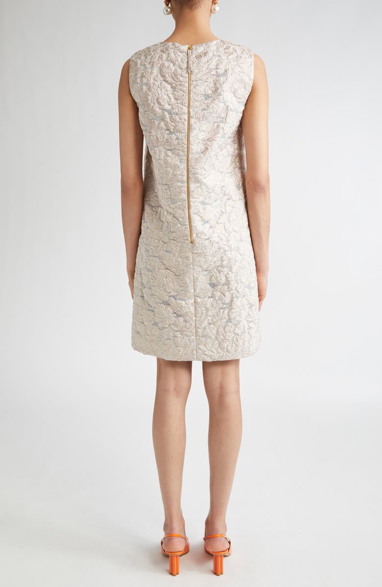 Carolina Herrera Metallic Fil Coupé Shift Cocktail Dress, Alternate, color, Gold