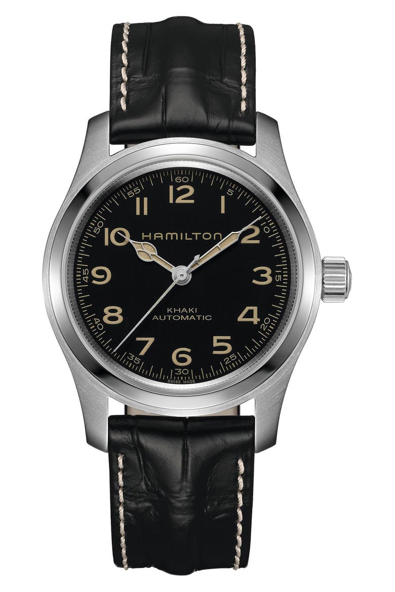 Khaki Field Murph Automatic Bracelet Watch Gift Set, 42mm, Main, color, BLACK