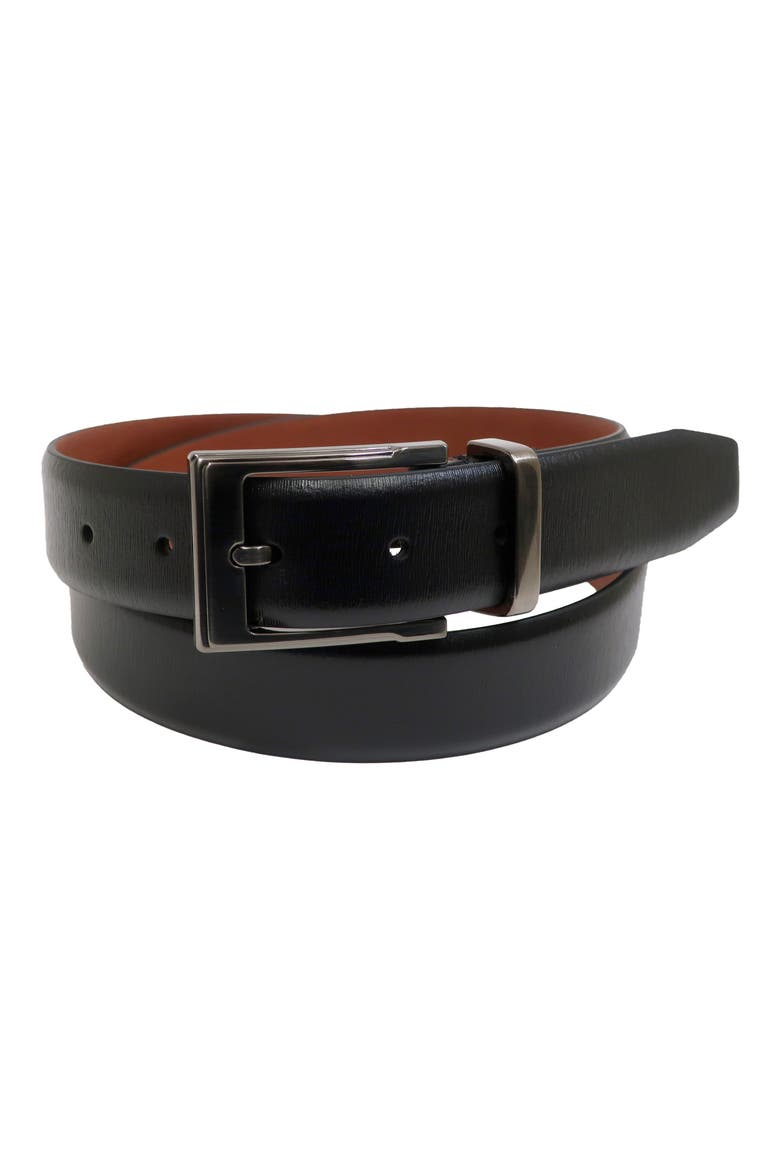 Reversible Leather Belt, Main, color, BLACK