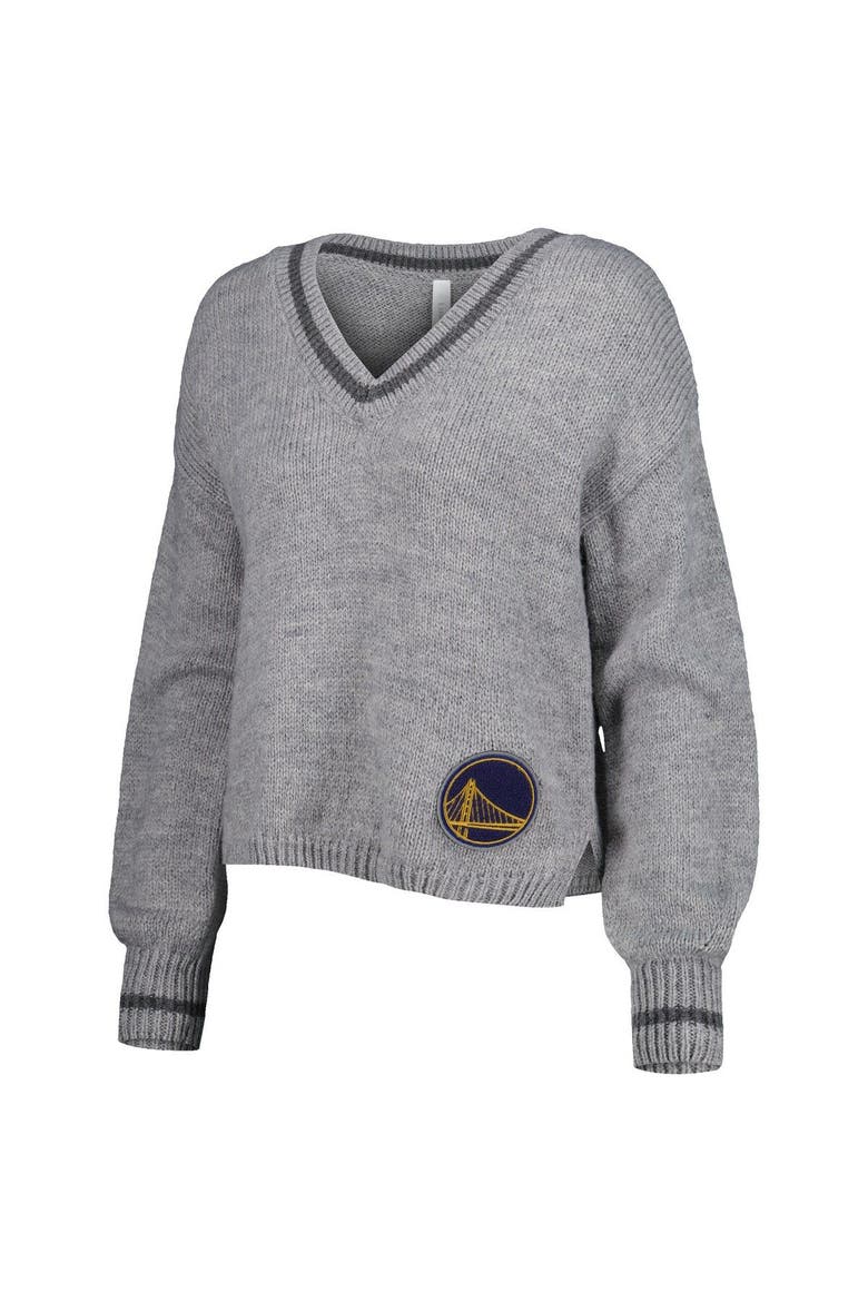 Women's Lusso Gray Golden State Warriors Scarletts Lantern Sleeve Tri-Blend V-Neck Pullover Sweater, Alternate, color, Gray