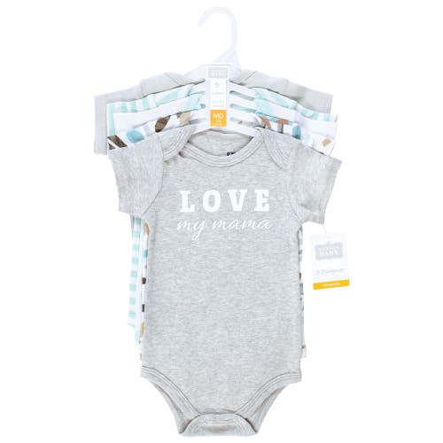 Hudson Baby Five-piece Set Of Cotton Infant All-in-one Bodysuits In Green