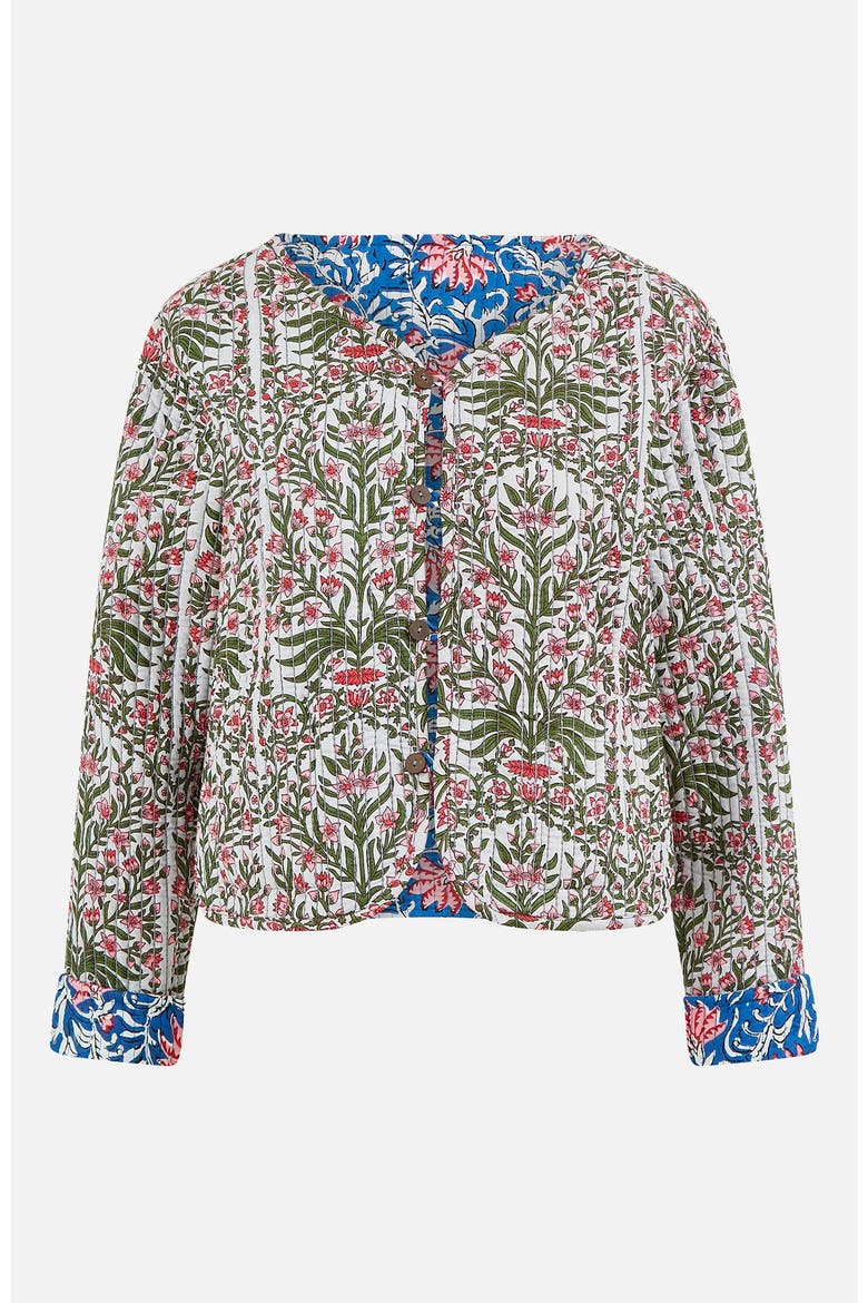 Reversible Floral Quilted Jacket, Alternate, color, Blue/Green