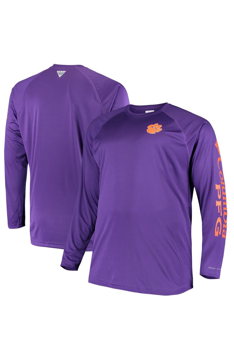 Columbia Men's Columbia Purple Clemson Tigers Big & Tall Terminal Tackle Long Sleeve Omni-Shade T-Shirt, Main, color,