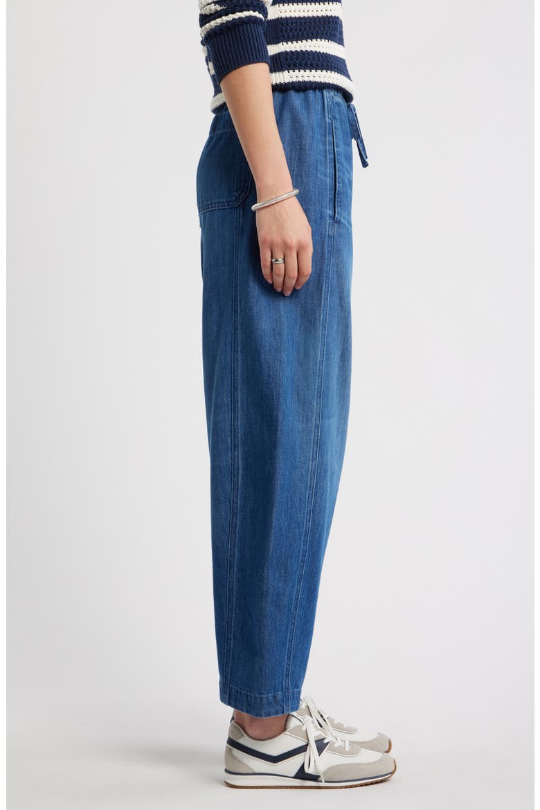 Pull-On Chambray Ankle Barrel Leg Pants, Alternate, color, MEDIUM WASH