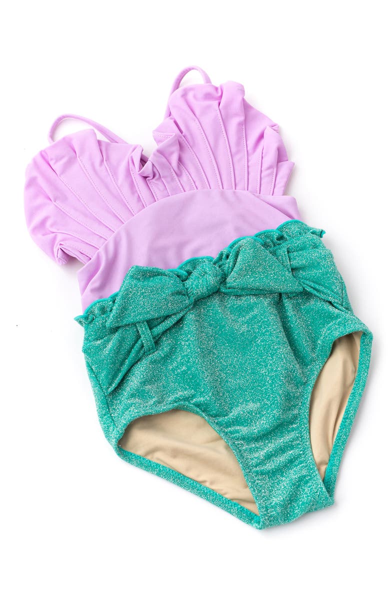 Shade Critters Kids' Mermaid One-Piece Swimsuit, Alternate, color, Lilac/ Green Multi