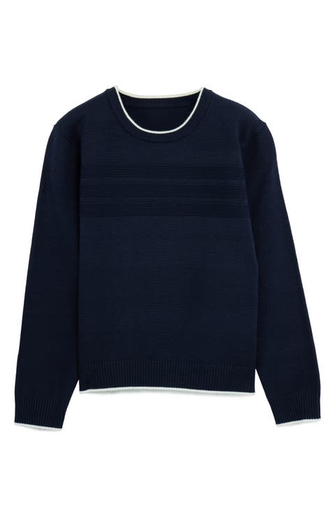 Kids' Moto Ribbing Detail Crewneck Sweater (Big Kid)