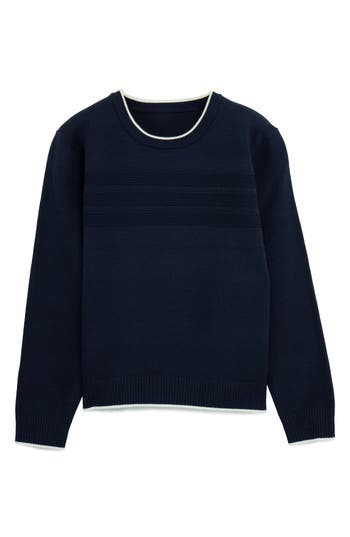 X-ray Xray Kids' Moto Ribbing Detail Crewneck Sweater In Blue