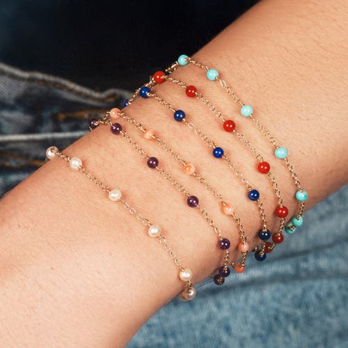 The Lovery Fine Jewelry Coral Bead Chain Bracelet In Orange
