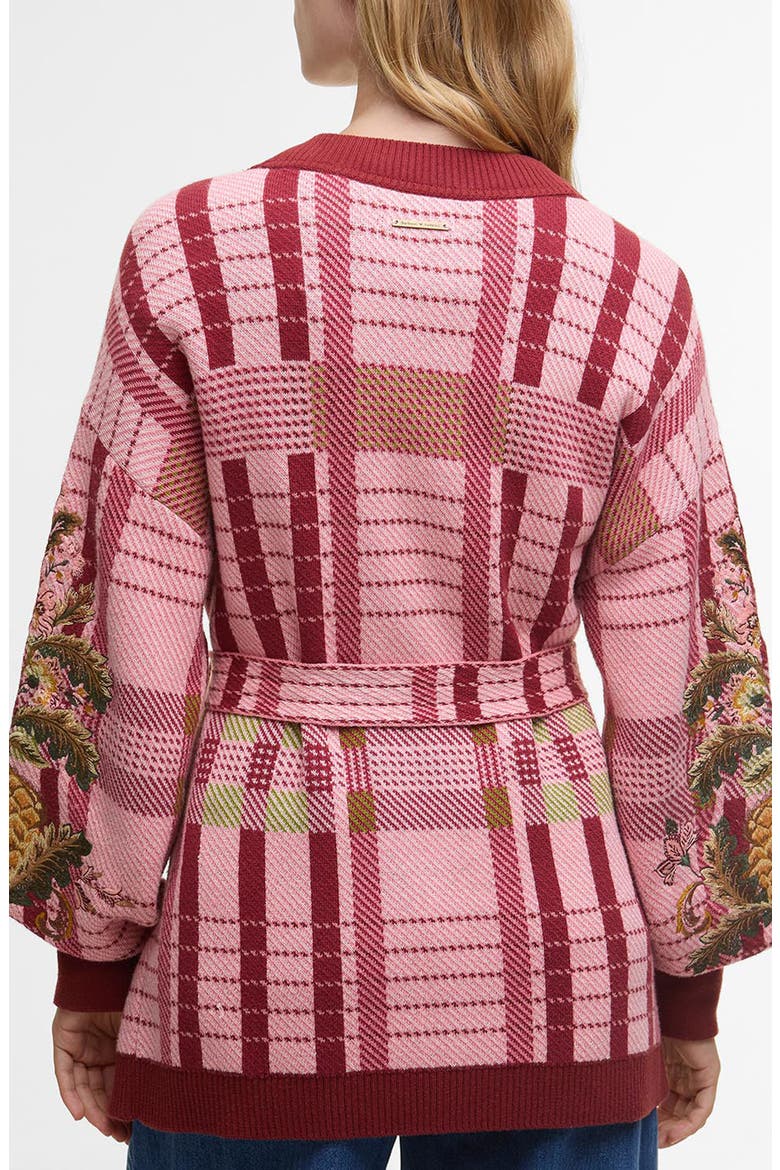 x Farm Rio Luisa Long Belted Cardigan, Alternate, color, PINK TARTAN