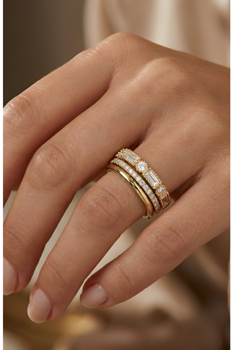 Vintage Ring Stack, Alternate, color, Gold