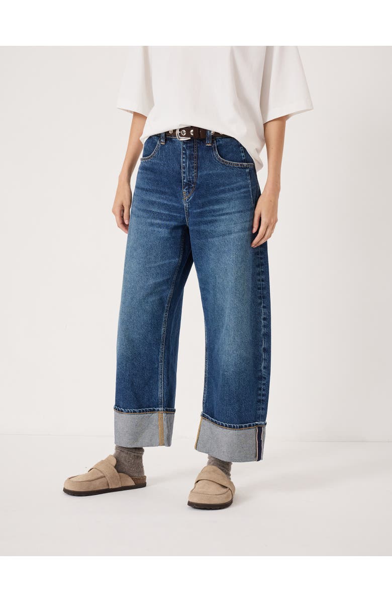 Hush Faith Turn Up Barrel Leg Jeans, Main, color, Authentic Blue Wash