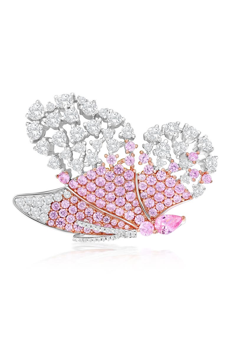 Pavé Butterfly Brooch, Main, color, PINK