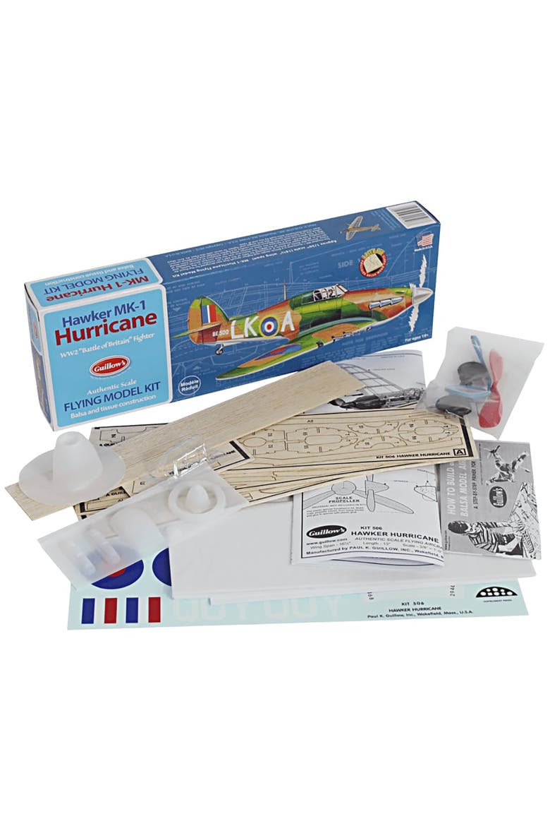Flying Model Kit - Hawker MK-1 Hurricane, DIY Airplane Building, Alternate, color, Multicolored