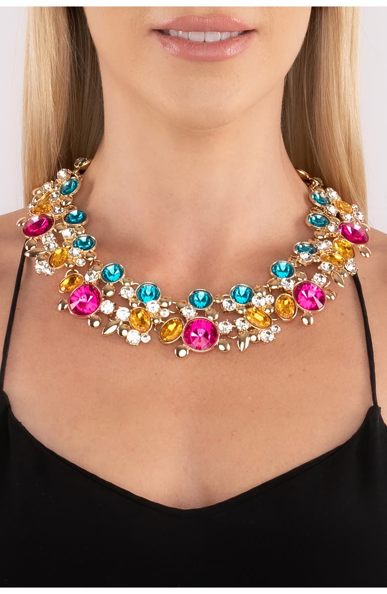 EYE CANDY LOS ANGELES Clementine Multicolored Enamel Chunky Collar Necklace, Alternate, color, 