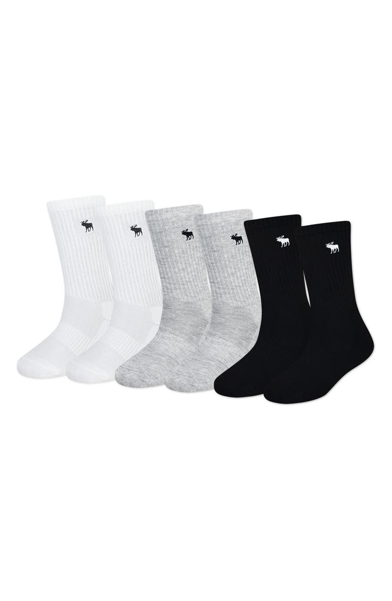 abercrombie kids Kids' Assorted 6-Pack Crew Socks, Main, color, Anf Light Grey Heather