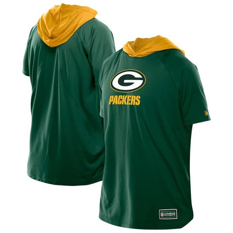 Men's New Era  Green Green Bay Packers Combine Authentic Hooded Raglan Short-Sleeve T-Shirt