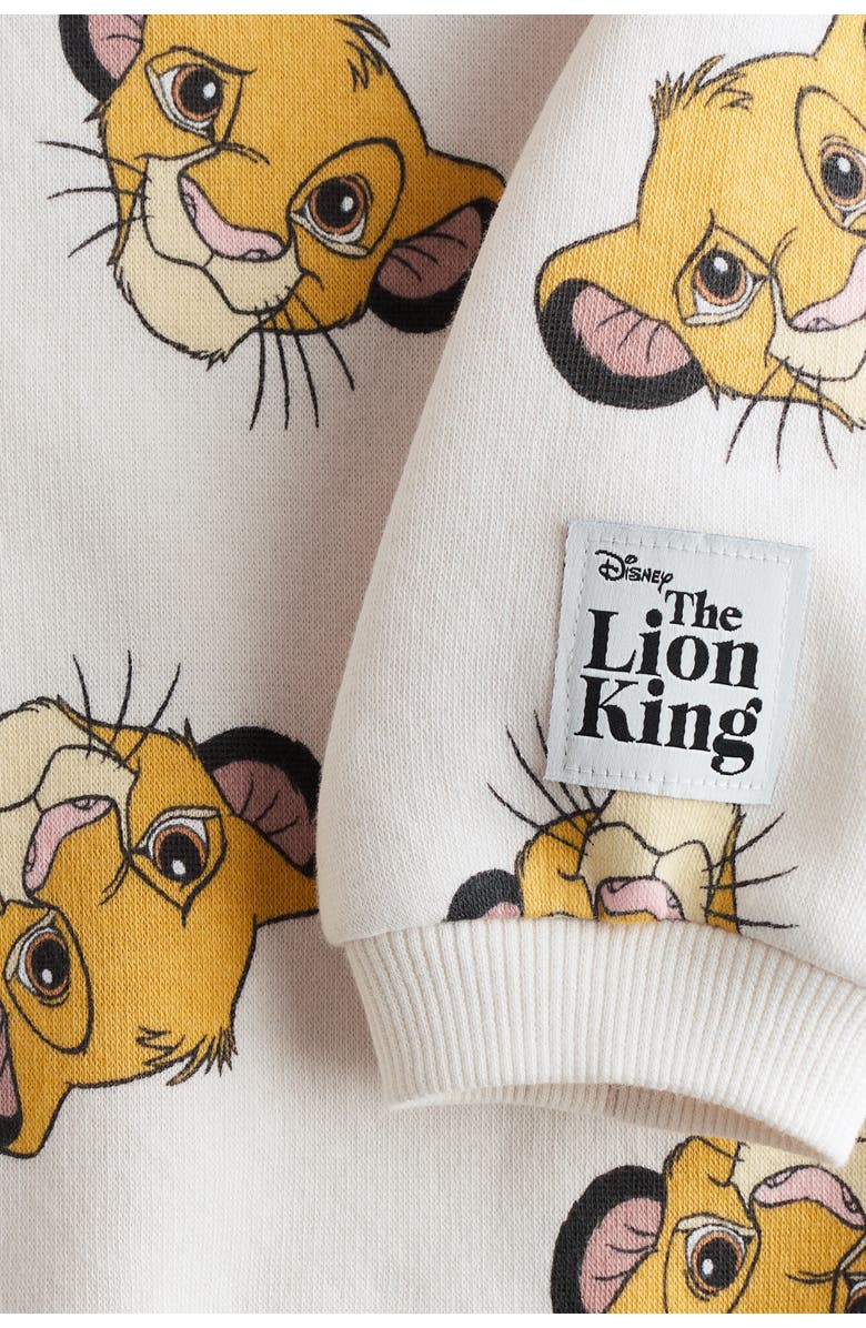 H&M 2-piece Printed Sweatshirt Set, Alternate, color, Cream/The Lion King