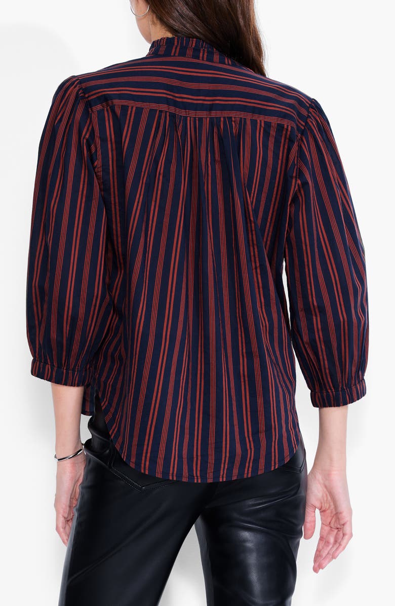 NIC+ZOE Stripe Stroll Cotton & Silk Blouse, Alternate, color, Indigo Multi