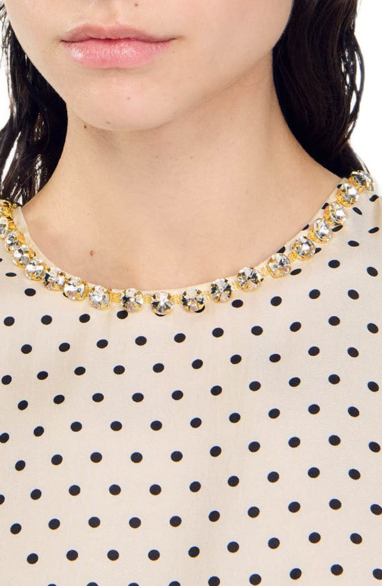 SANDRO Polka dot maxi dress, Alternate, color, 