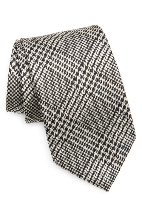 $250 NWT TOM FORD Gray White buy Dotted Woven Silk Tie Italy