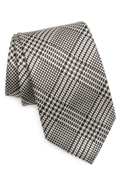 Houndstooth Check Mulberry Silk Tie