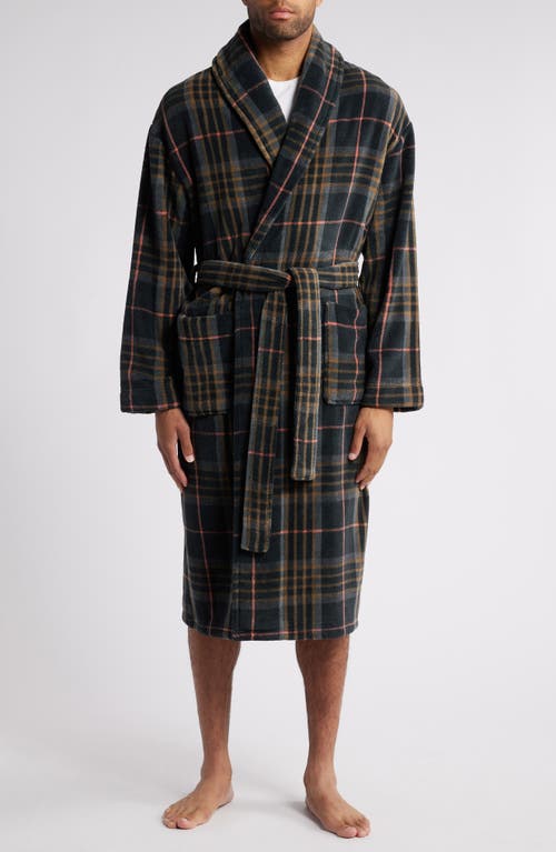 Majestic International Nor'easter Plaid Fleece Robe in Cabernet 