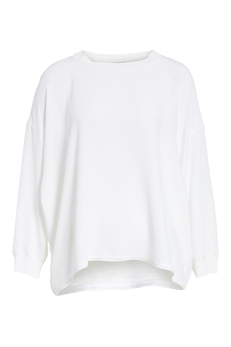 Rib Trim Silk Blouse, Alternate, color, OPTIC WHITE