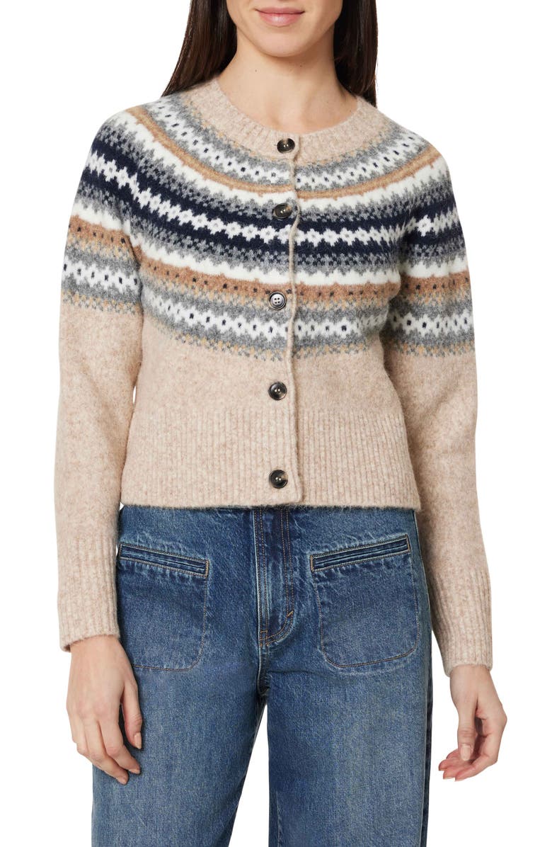 Habitual Fair Isle Cardigan, Main, color, Brown